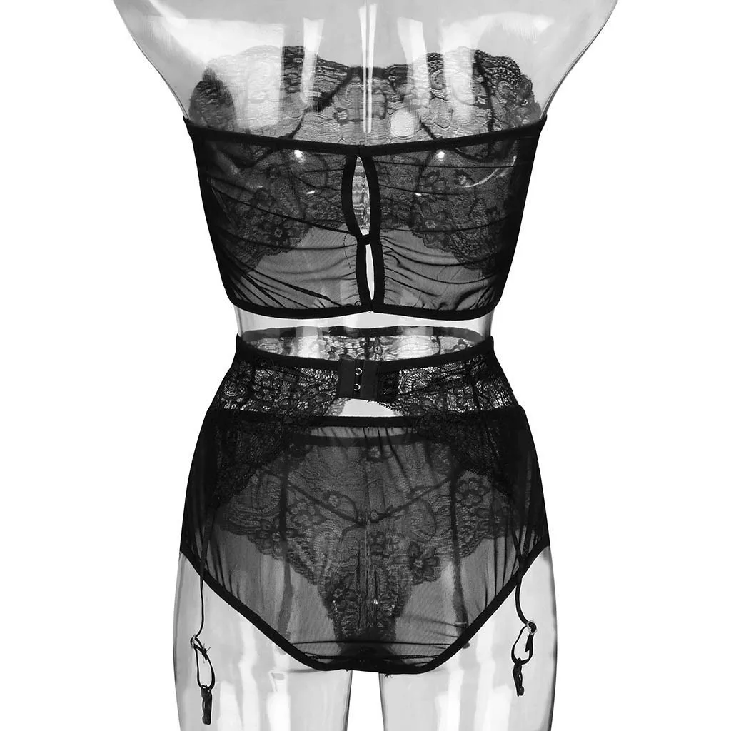 

Woman Sexy Bra Set Underwear Set Erotic Sexy Tube Topa Bra Brief Set with Garter Sexy Sensual Lingerie Intimates