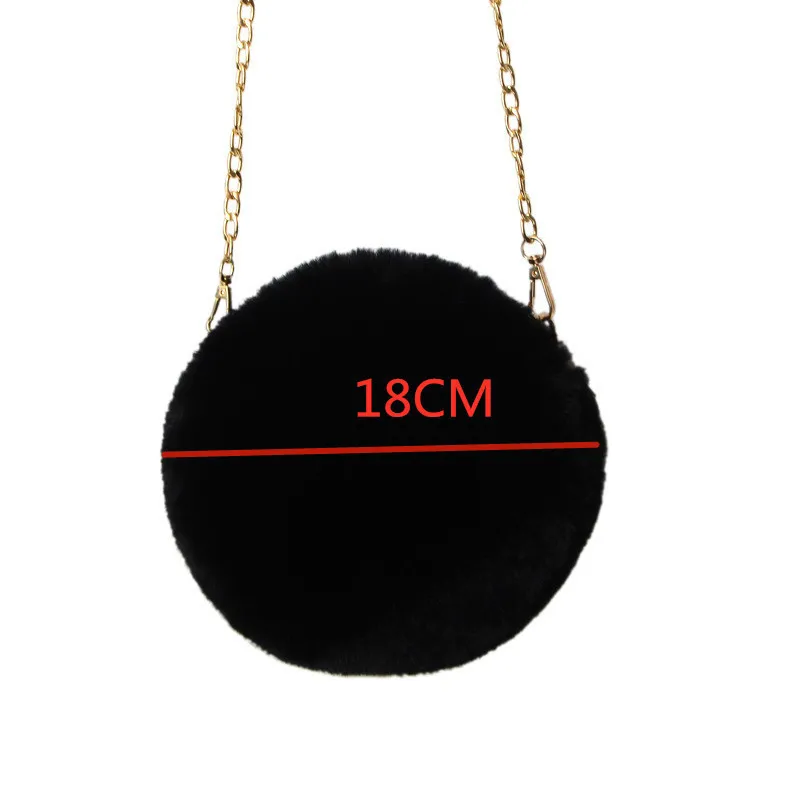 2021 Fashion Women's Round Shaped Handbags Cute Kawaii Faux Fur Crossbody Bags Wallet Purse Chain Shoulder Bag Lady Girl Handbag images - 6