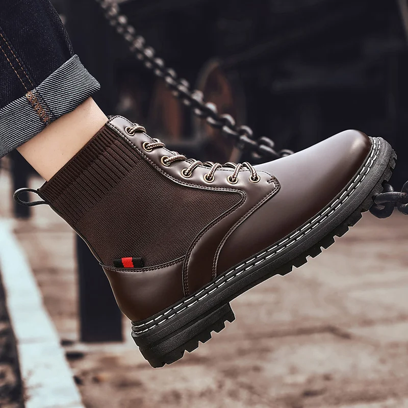 

Zapatos Hombre 2020 Punk Boots Men Men's Leather Chelsea Mens Casual Ankle For Winter Cowboy Shoes Platform Man