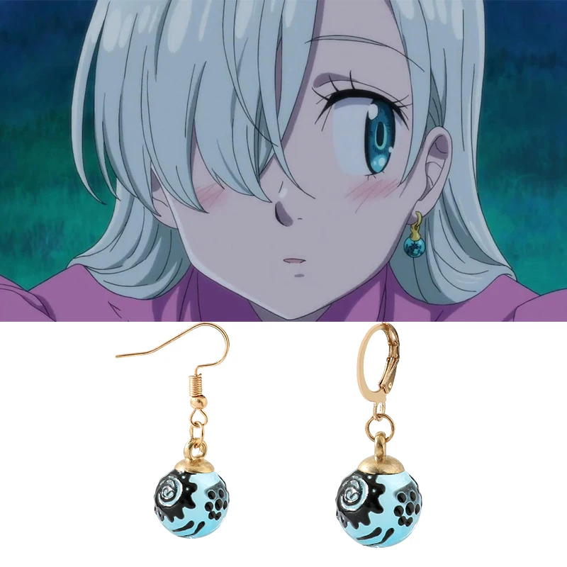 

Anime The Seven Deadly Sins Earrings Elizabeth Liones Blue Sun Stars Moon Dangle Earrings Cosplay Props Ear Clip Pendant Jewelry