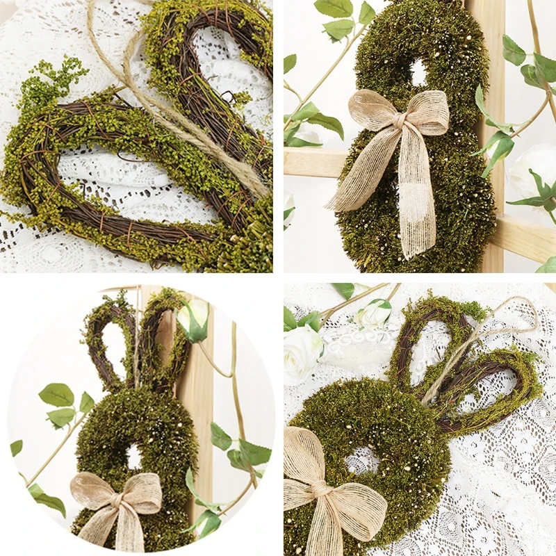 

Easter Bunny Wreath with Burlap Bow Rattan Twig Garland Wall Hanging Pendant for Front Door Decoration wholesales