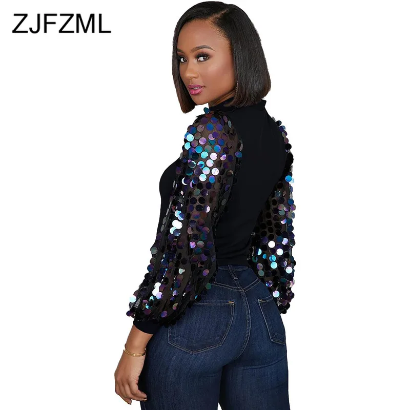 Кроп Топ женский составного кроя с блестками пикантная водолазка бандажная