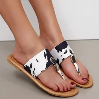 summer flat beach slippers women color splicing pattern flat casual sandals women open toe shoes outdoor comfortable large size