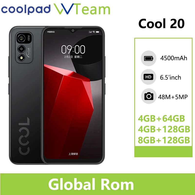 

Global ROM Coolpad Cool 20 4GB 64GB 128GB Smartphone Helio G80 Octa Core 6.5'' Full Display 48MP Triple Camera 4500mAh Battery