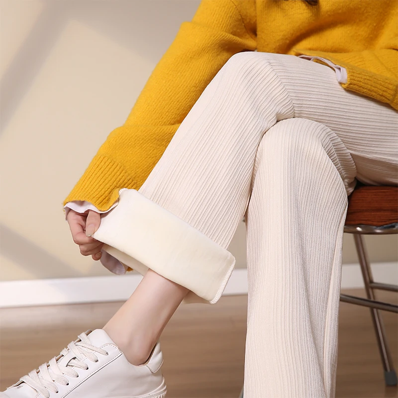 Женские теплые зимние плюшевые плотные брюки кашемировые вельветовые из шкуры