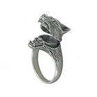 Винтажные посеребренные кольца в виде головы волка для мужчин, медальон в стиле панк, кольцо в форме гроба, ювелирные изделия в виде стражи викингов, подарок Вечерние