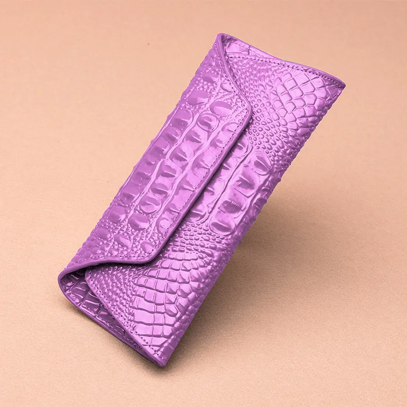 

New High Quality Leather Women Long Wallet Crocodile Pattern Ladies Purse Functional Coin Bag Leather Flap Clutch Card Holder