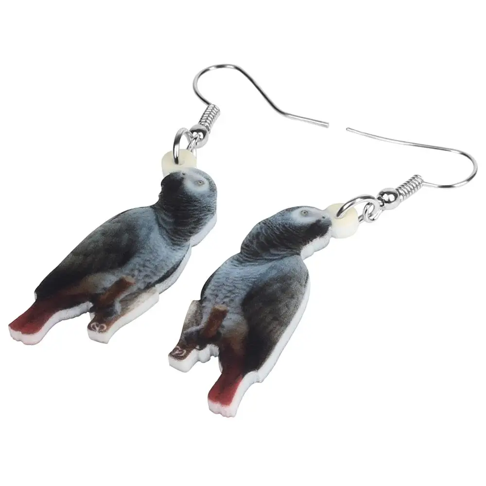 Bonsny акриловые африканские серые попугаи серьги подвески в форме капли птица