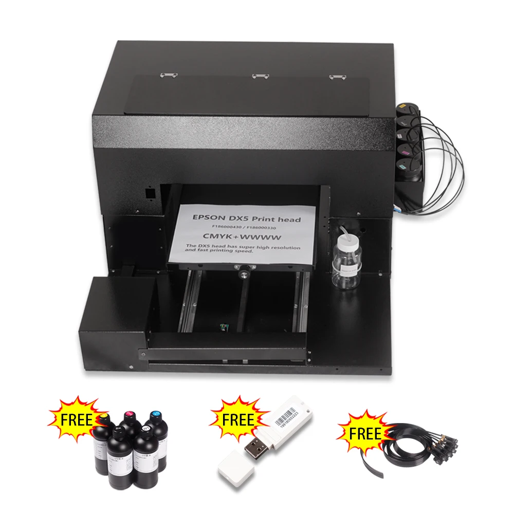 UV flatbed printer LED advanced 8-color channel A3 with embossed effect, suitable for mobile phone case/acrylic/leather/TPU/wood