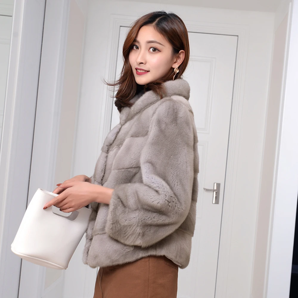 TOPFUR Genuine Mink Fur Jacket Women Winter New Solid Long Sleeve Loose Tops Outertwear 2022 Casual Harajuku Fur Coat Female