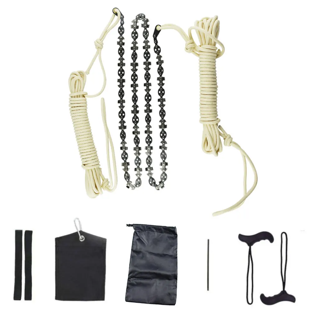 

Stainless Outdoor Saw Kit Portable Manual Chainsaw Tools Camping Steel Wire Emergent Manual Cutter Chainsaw Chain Cut Pocket