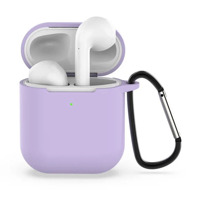 Чехол для наушников Airpods 2 защитный чехол карабин-брелок для ключей силиконовый Bluetooth чехол для наушников коробка аксессуары пряжка - Цвет: Фиолетовый