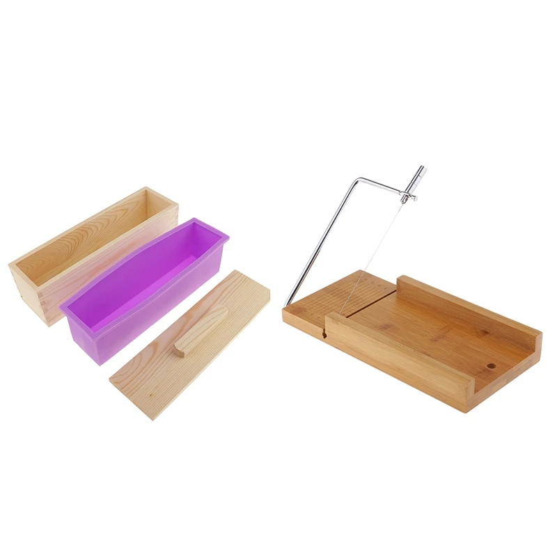 New-Wooden Box Silicone Soap Loaf Mold and Cutter Wire Slicer for DIY Soap/Cake/Chocolate Making Tools | Дом и сад