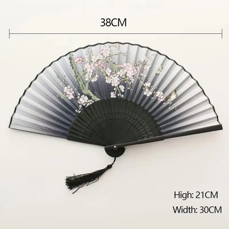 

Vintage Style Silk Folding Fan Chinese Japanese Pattern Art Craft Gift Home Decoration Ornaments Dance Wedding Hand Fan