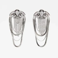 za multilayer shiny chain drop earrings tassel earrings vintage costume jewelry earrings party earrings for women
