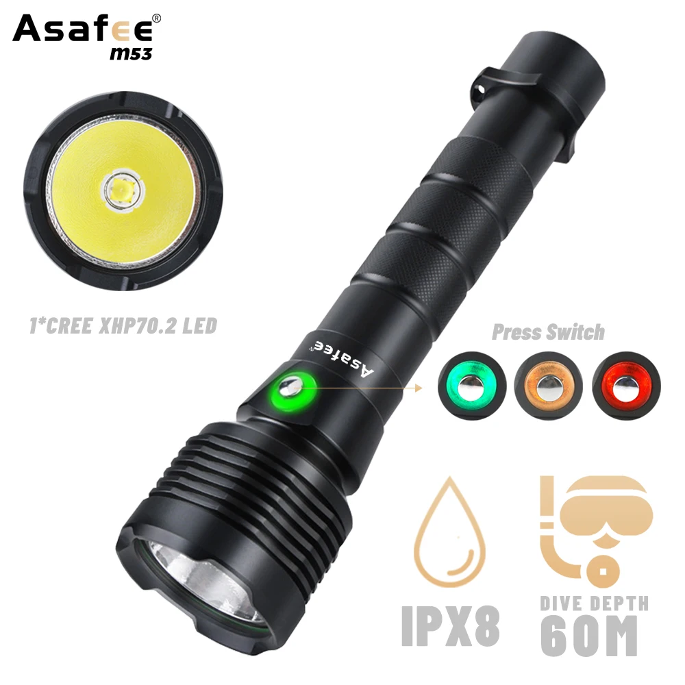 저렴한 XHP70.2 강력한 LED 다이빙 손전등 슈퍼 밝은 30W 수중 60M 토치 IPX8 방수 XHP70 다이빙 램프 랜턴