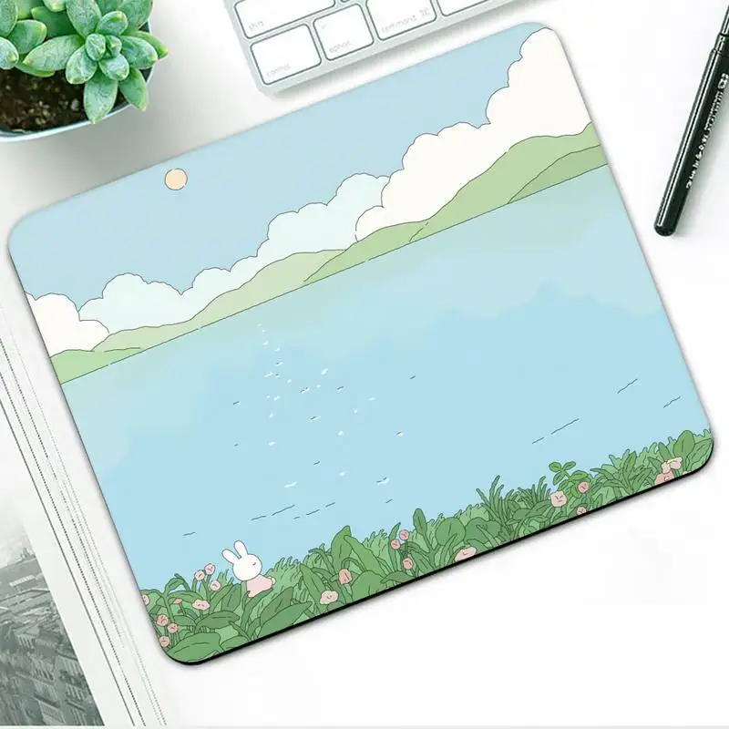Green Plant White rabbit Office Mice Gamer Soft Mouse Pad table Rug PC Laptop Notebook Rubber Wholesale Mat | Компьютеры и офис
