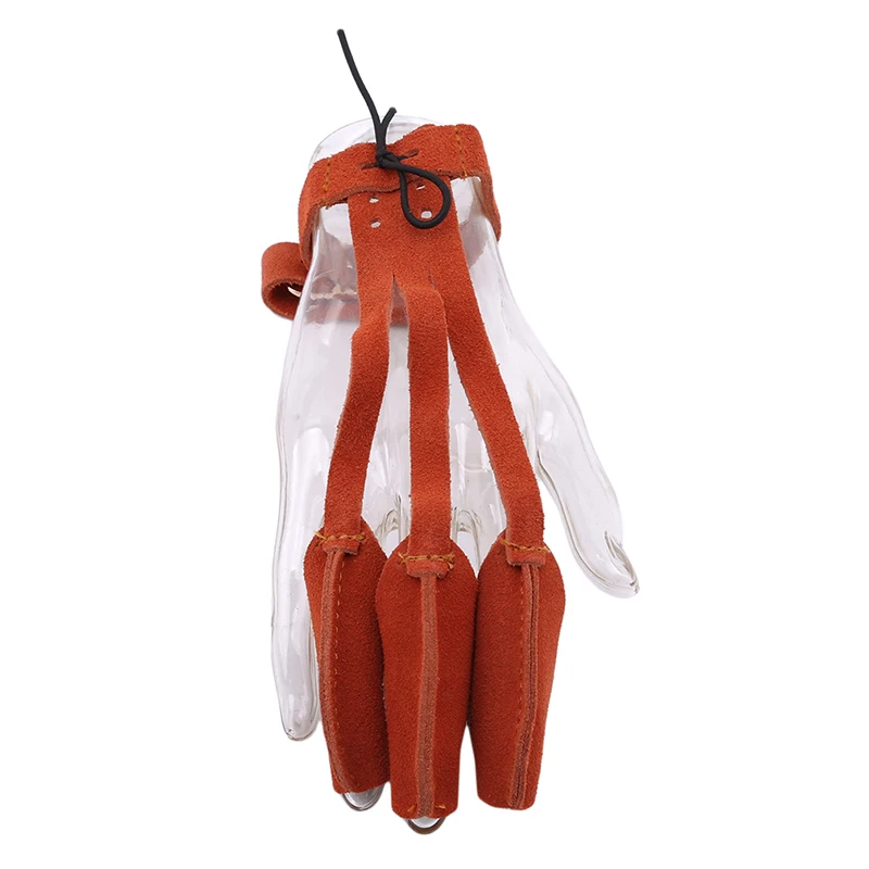 

3 Fingers Hand Leather Brown Guard Glove Safety Archery For Recurve Compound Bow Shooting Slingshot Hunting Protective