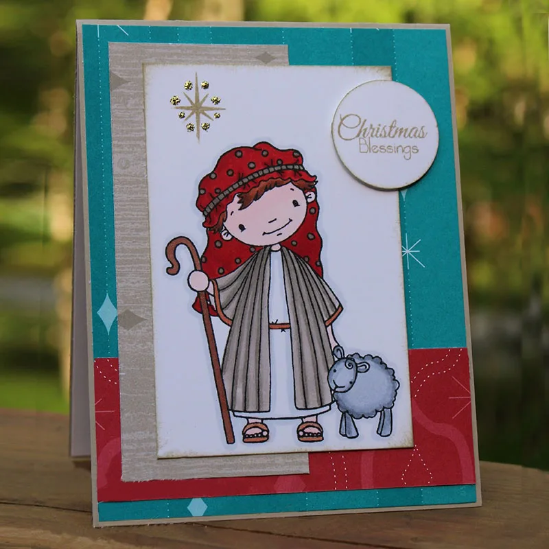 Сельская овчарка девочка овца Рождество благословение письмо металлические