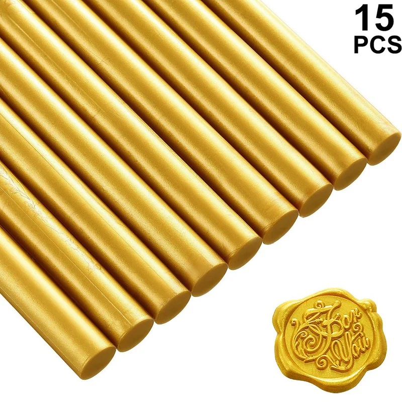 

15 Pieces Glue Sealing Wax Sticks for Retro Vintage Wax Seal Stamp and Letter,for Wedding Invitations, Cards Envelopes, Snail Ma