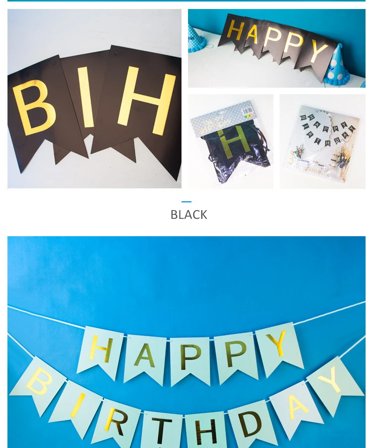 Флаги с надписью Happy Birthday свинка праздничные баннеры украшения позолоченный шкафчик для флажок с буквами детская гирлянда для душа вечерние поставки