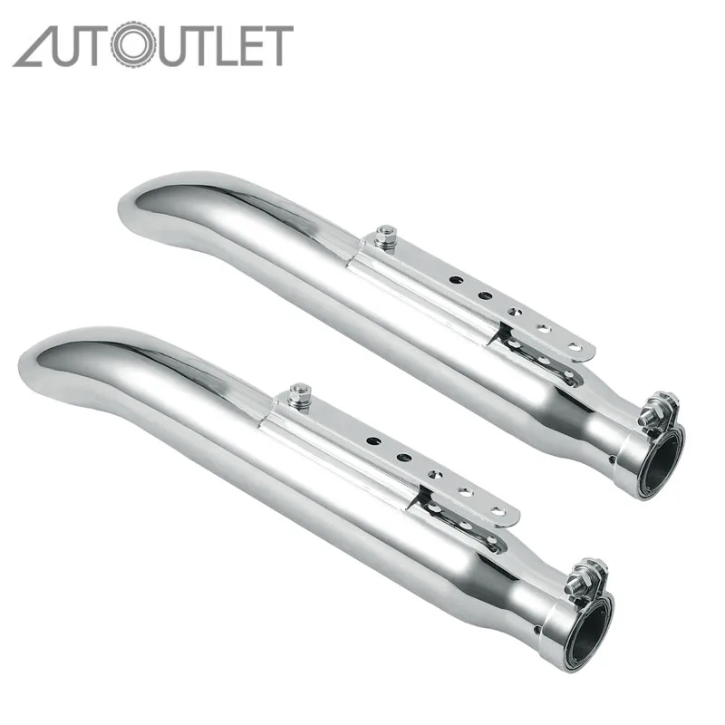 

AUTOUTLET for 1pcs 20'' Universal Motorcycle Exhaust Muffler Pipe Silencer sliding Bracket Exhaust Pipe For Harley Cafe Racer