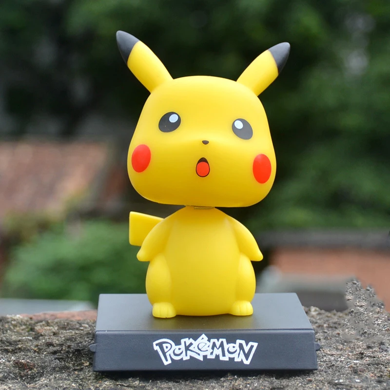 Светло-коричневый Японский стиль, милые игрушки Lawaii Pikachu с подвижной головой, кукла, украшение автомобиля, аксессуары для украшения дома, Современная фея, миниатюрная Статуэтка - Цвет: Светло-коричневый