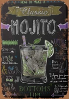 mojito cocktail 2 retro tin sign vintage look metal plate poster plaque for kitchen office bar cafe wall decor 8 x 12 inch