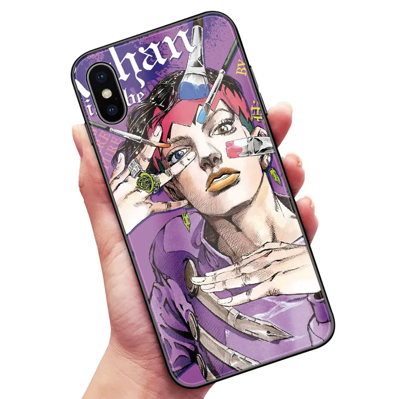 Необычные приключения Джоджо аниме Coque чехол из закаленного стекла для телефона чехол для iPhone6s 7 8 Plus X XR XS 11 PRO MAX - Цвет: Jojo 42