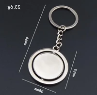 round rotating 360 degree metal keychain double sided custom key ring men gifts simple keychains trinket wholesale