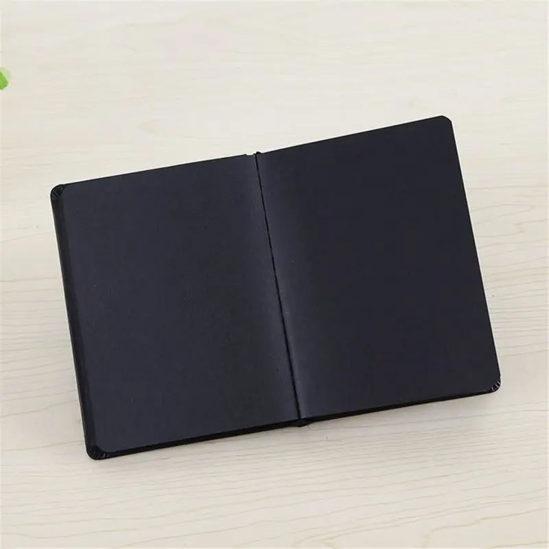 

All Black Paper Blank Inner Page Portable Small Pocket Notebook Sketchbook Stationery Gift Hardcover Notepad A5 A6 SIZE