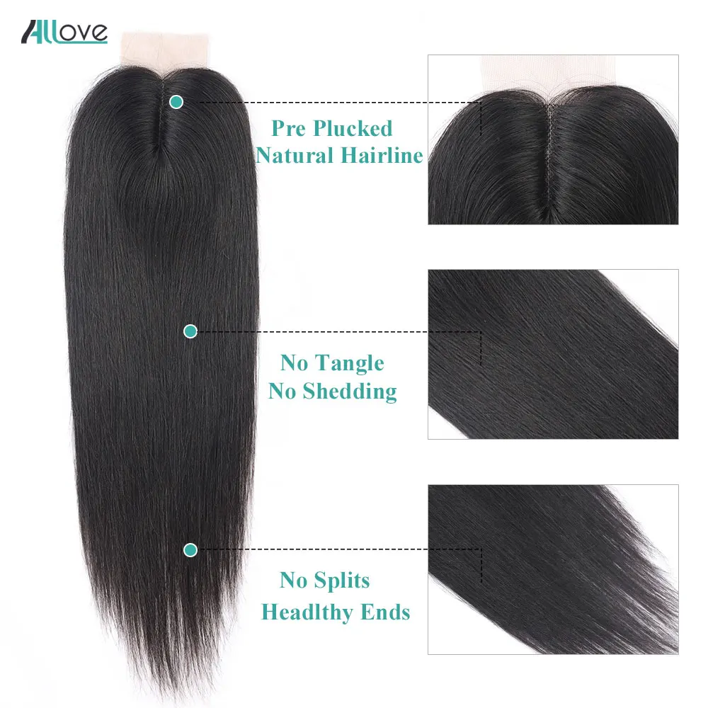 Allove 2X4 глубокая волна Кружева Закрытие Remy бразильские волосы закрытие 1 шт |