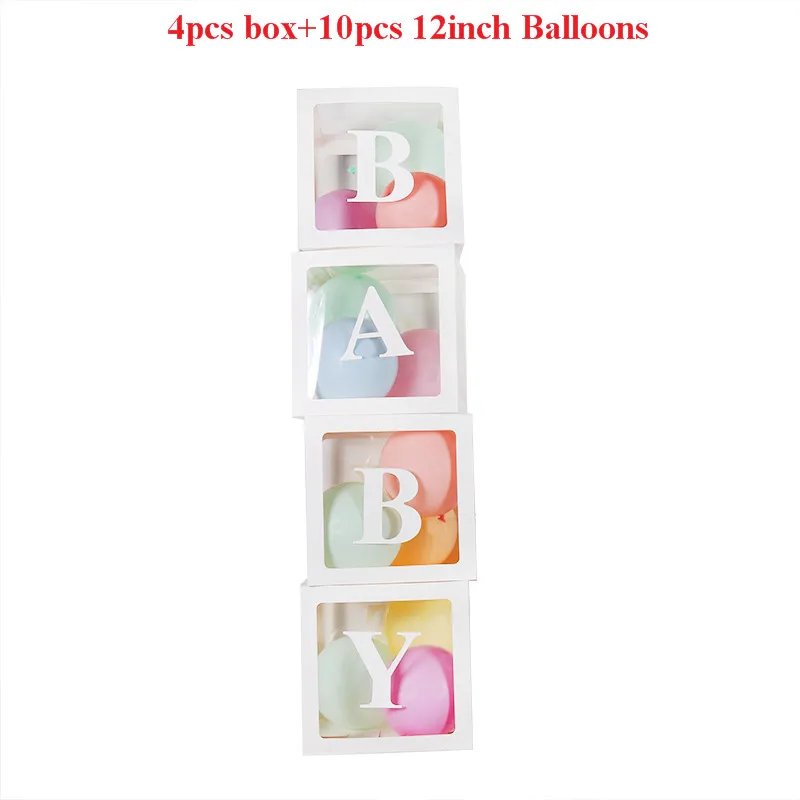 Baby Balloon Box D WEIGAO, Большие Детские воздушные шары, прозрачные блоки, картонная коробка для детского душа, подарки для мальчиков девочек, коробка для свадебного декора, коробка для хранения - Цвет: Baby Balloon Box D