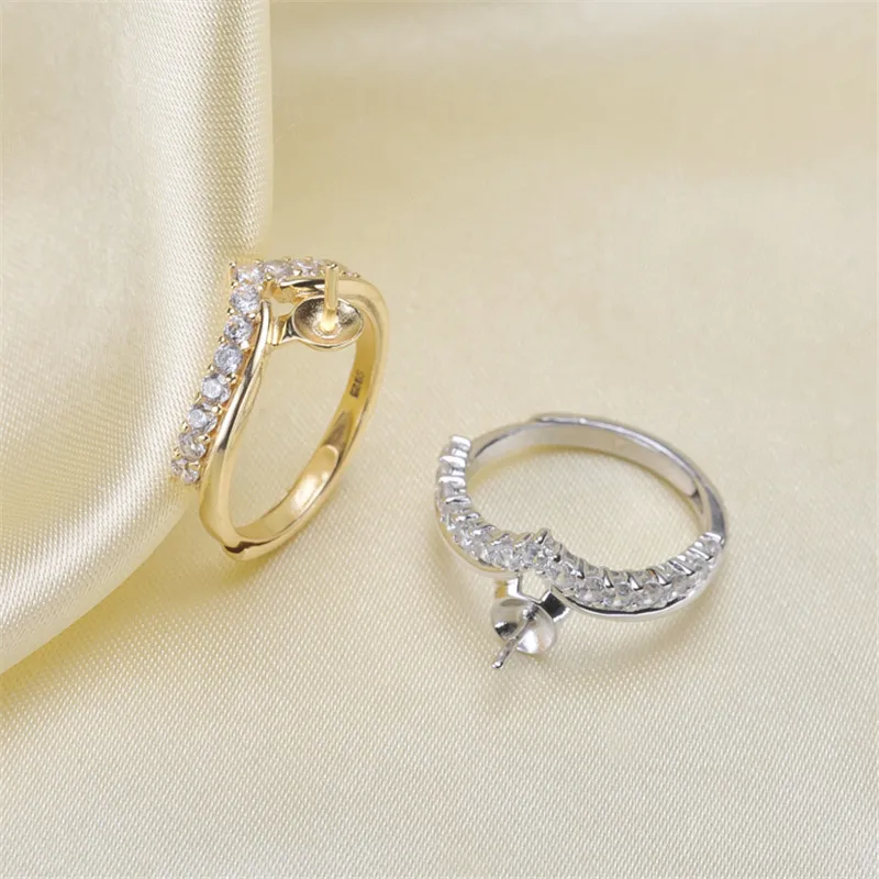 Кольцо с жемчугом модная фурнитура для кольца регулируемый размер серебро 925