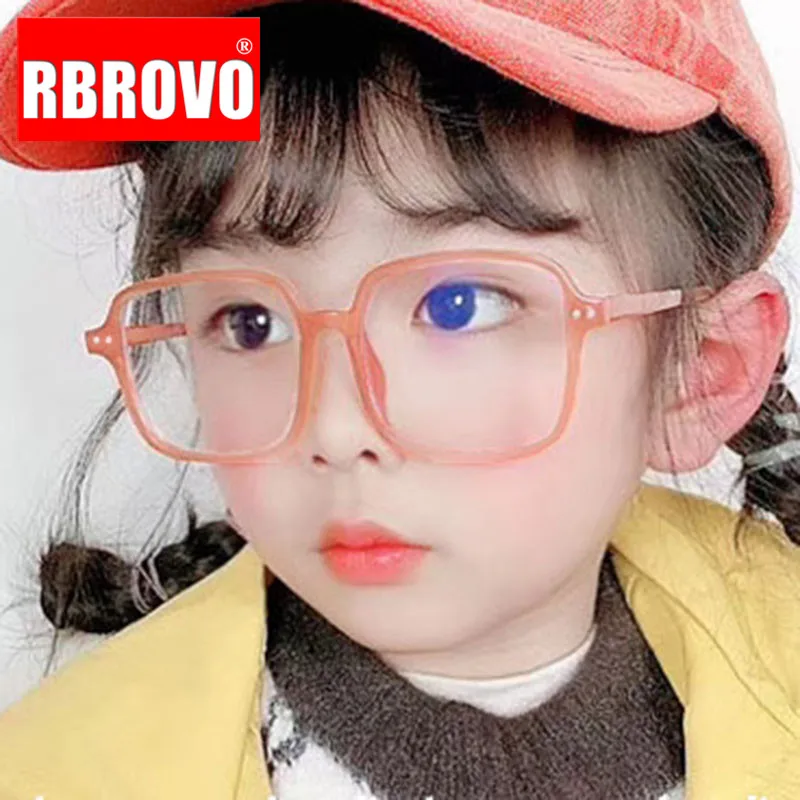 

RBROVO Oversized Glasses Children Square Glasses Frame Children Luxury Brand Glasses Girl/Boy Mirror Lentes De Lectura Hombre