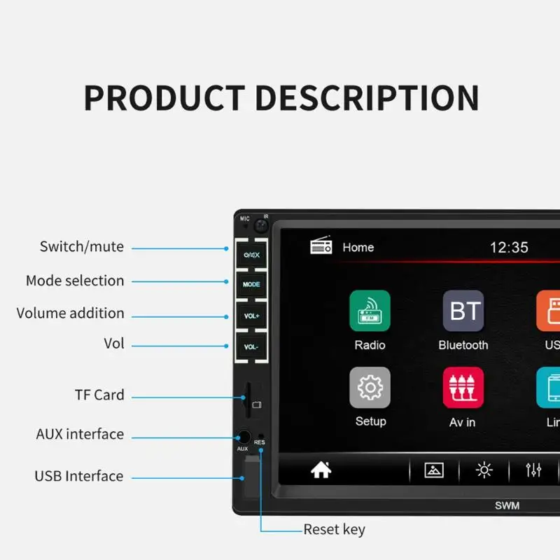Новинка 2 Din автомагнитола 7 &quotHD MP5 плеер сенсорный экран цифровой дисплей Bluetooth