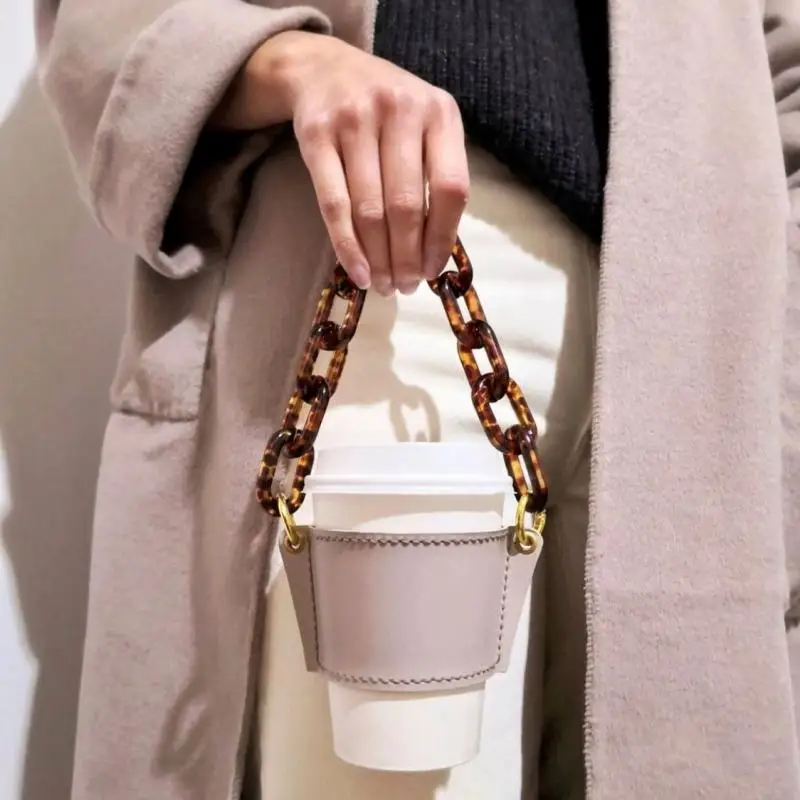 

Water Bottle Bag PU Detachable Chain Coffee Cup Holder Hand-held Packaging Leather Case Cooler Carrier Cover Case Holder Bag