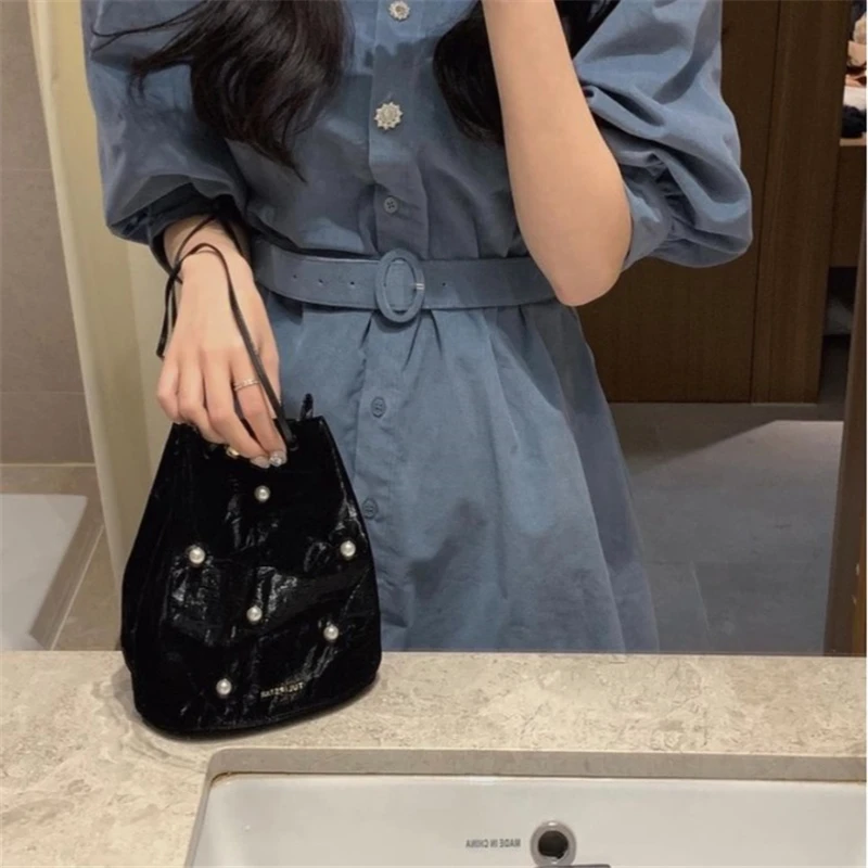 

Women Dress 2021 Summer Korean Chic Ladies Gentle Lapel Single-Breasted High-Waisted Puff Sleeve Skirt M109