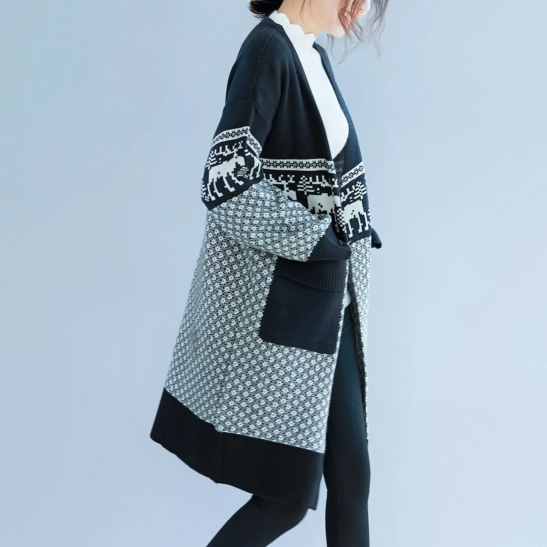 Женский свободный свитер Johnature повседневный Свободный кардиган с карманами и