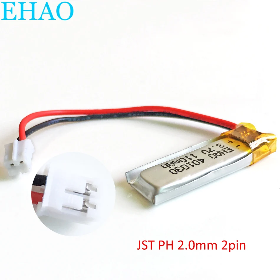401030 3 7 в 110 мАч JST PH 2 0 мм 2pin литий-полимерный аккумулятор для Mp3 GPS bluetooth наушники