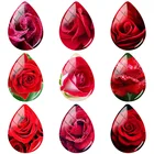 TAFREE розово-красный цветочный узор 18x25 мм Ручная работа в форме капли стеклянный кабошон купол ювелирные изделия с плоским основанием RS01