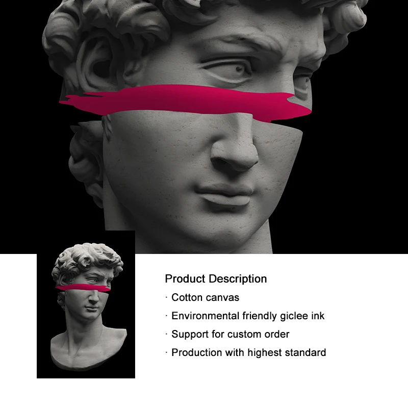 

David Canvas Art Poster Black Background Vapor Wave Sculpture Print Picture Living Room Decoration Home Oil Painting Decoration