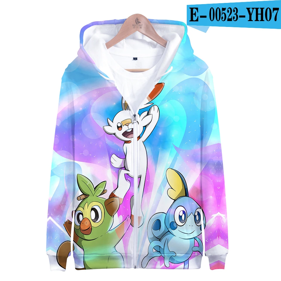 color5 Pokemon Sword and Shield 3D толстовки на молнии для мужчин и женщин унисекс толстовки с капюшоном спортивный костюм на молнии хип-хоп одежда на молнии - Цвет: color5