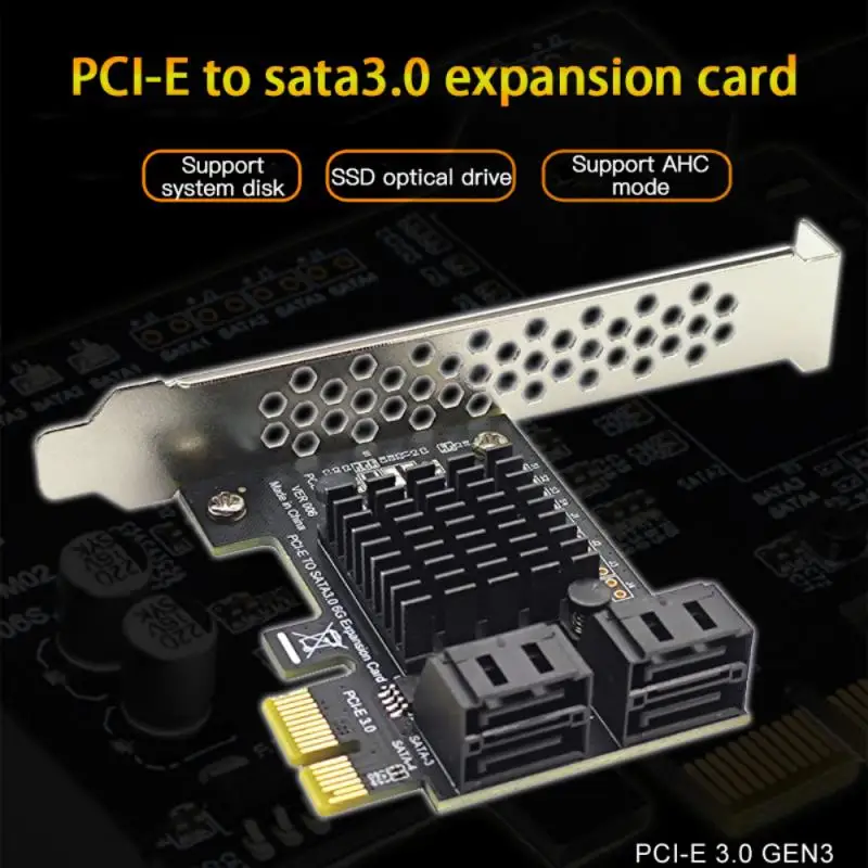 

PCI-E 4X GEN3 To SATA 3.0 Expansion Card 4 Port Full Speed 6G Transfer Expansion IPFS Hard Disk JMS585 For Win7 / 8 / 10 / Linux