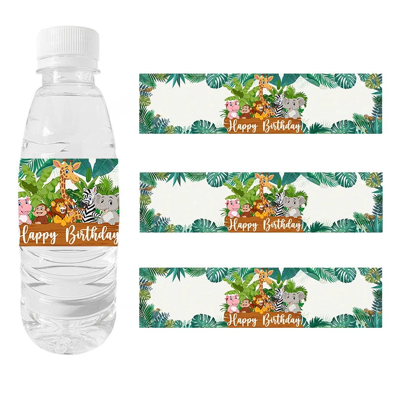 Этикетка для бутылки с водой в стиле джунглей|Украшения своими руками вечеринки|