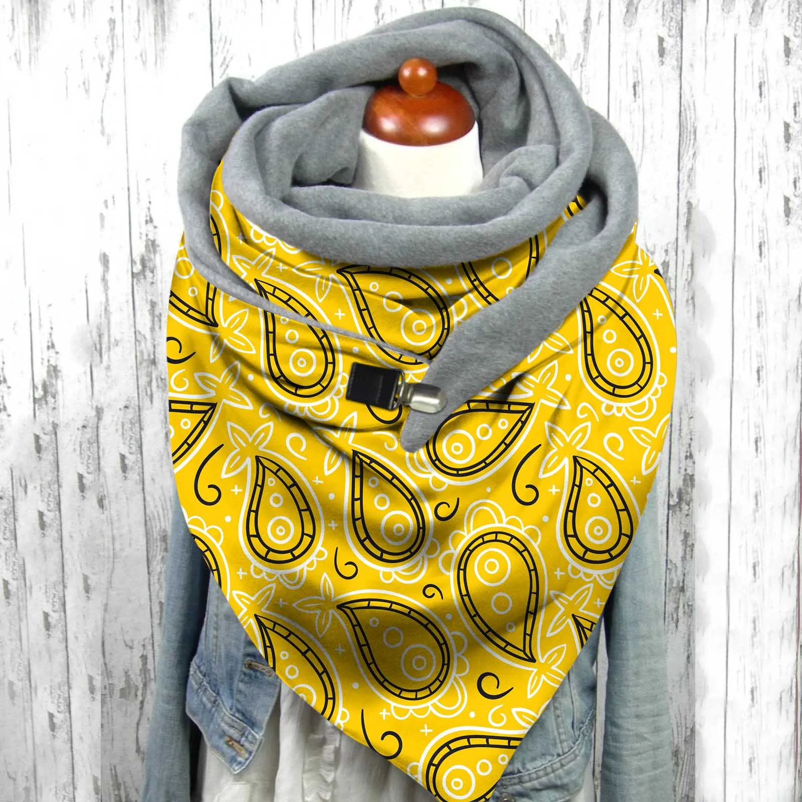 

40#Scarf Women Winter Floral Print Fashion Scarves Button Soft Outdoor Protective Keep Warm Shawl Comfortable Leisure Scarf