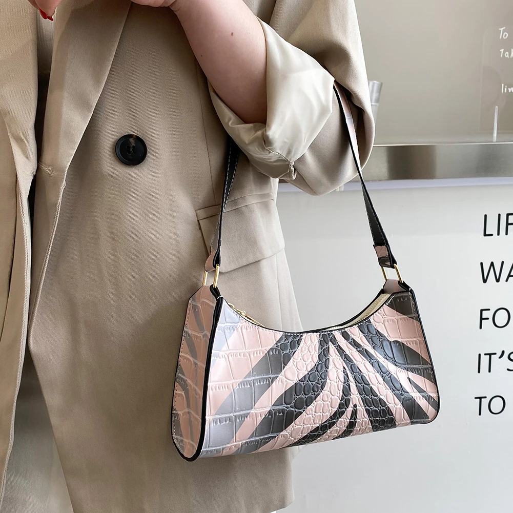 

Mini Shoulder Bags Vintage Women Zebra Pattern Print PU Leather Shoulder Hobos Ladies PU Leather Handbags for Women