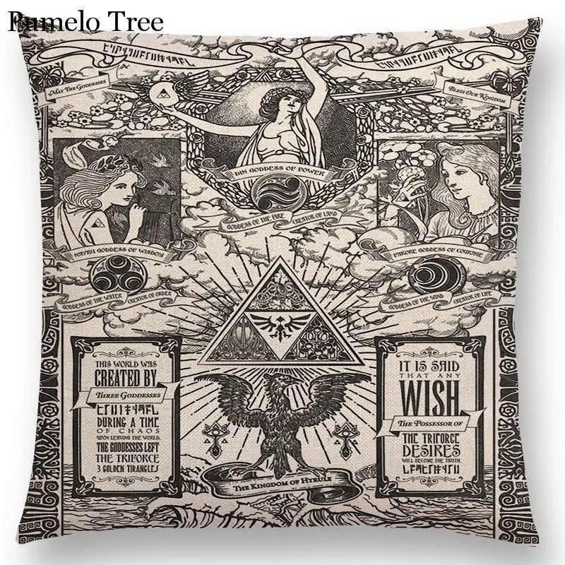 Zelda Link Chu Potion Poster Sword Shield Logo Hero Vintage Tarot Cushion Cover |