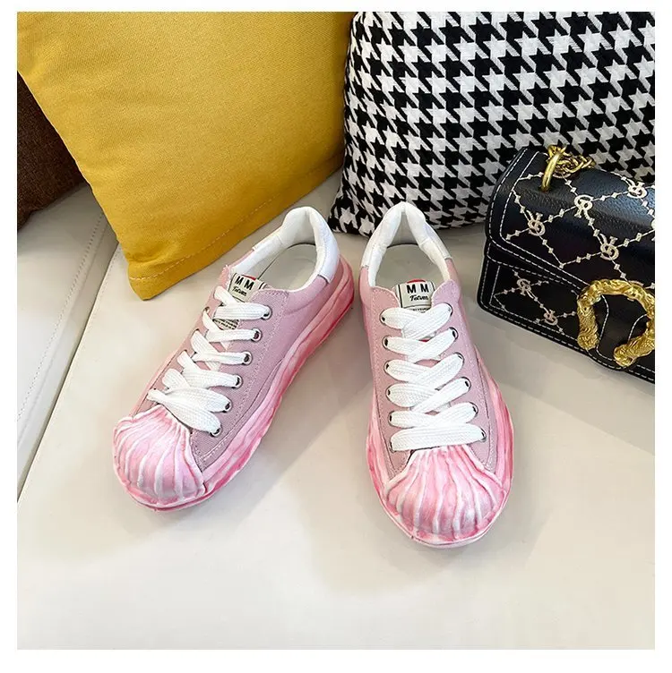 

White Shoes for Women 2021 New Trendy Spring Pumpkin Shell Head Dissolved Shoes Retro Versatile Casual Daddy Shoes