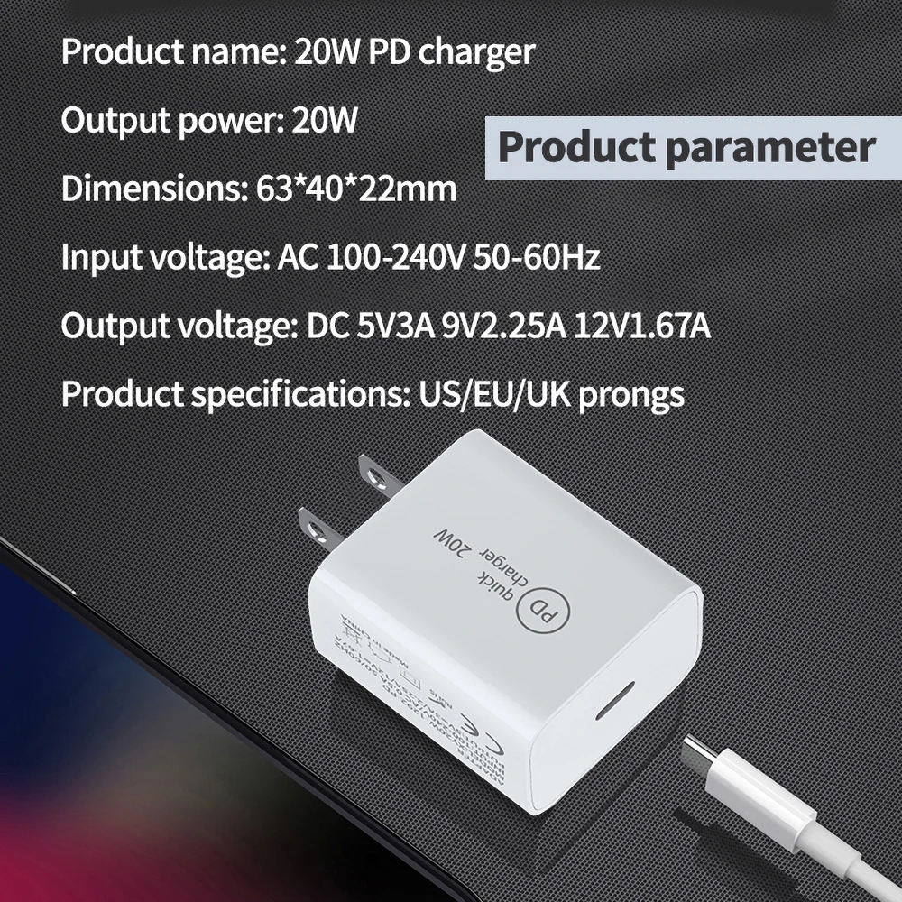 20 Вт Pd Usb C для мобильных телефонов и планшетов Apple Iphone 12 Pro Max мини 11 бетонный завод
